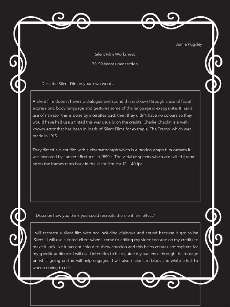 silent film worksheet
