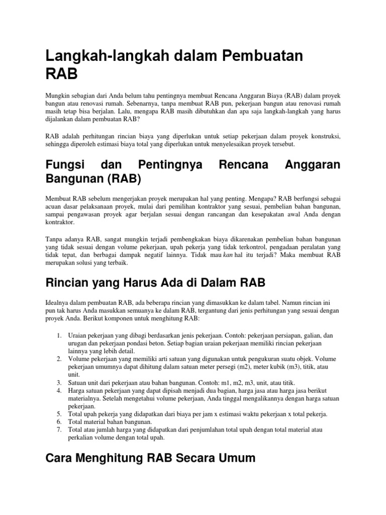 Langkah Membuat Rencana Anggaran Biaya | PDF