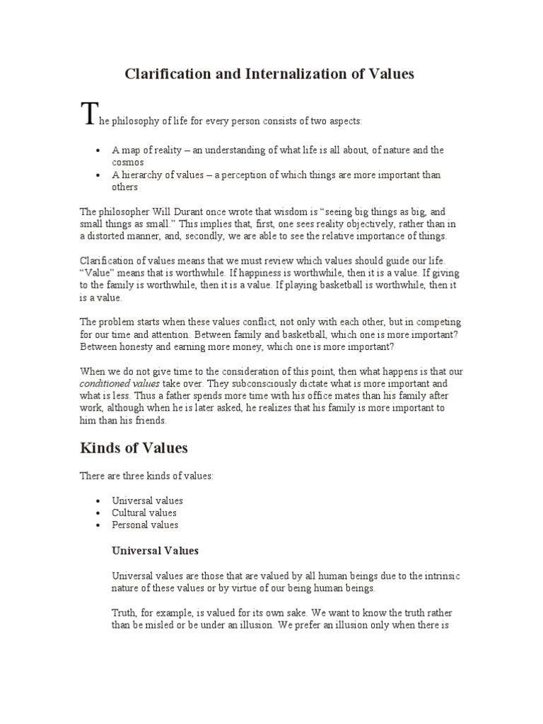 Internalizing Values for Life Choices | PDF | Value (Ethics) | Happiness