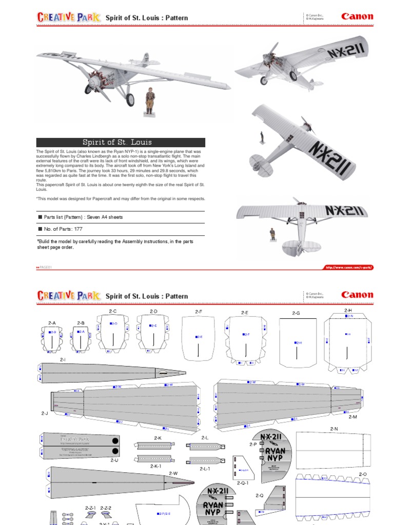 Spirit of St. Louis Papercraft Model | PDF