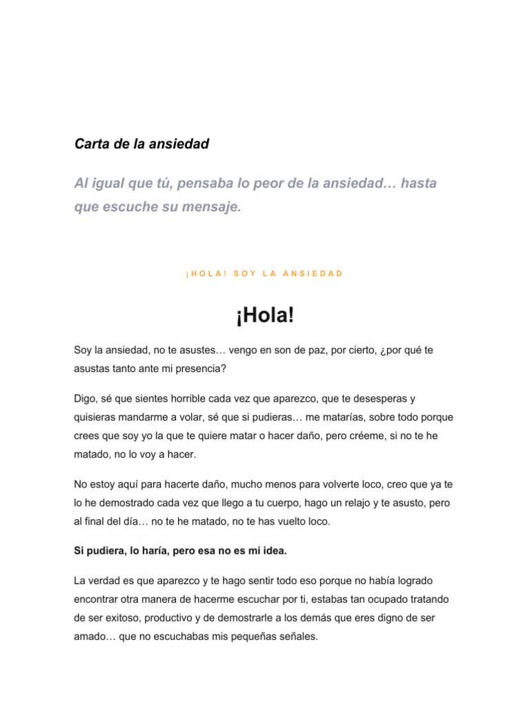 Carta de La Ansiedad PDF
