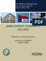 James Sprunt Community College Investigative Audit