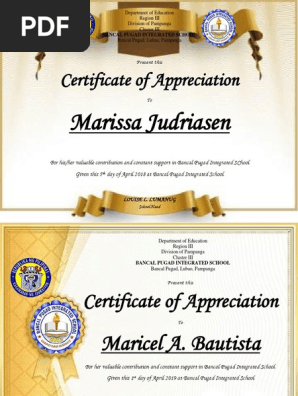 certificate of appreciation