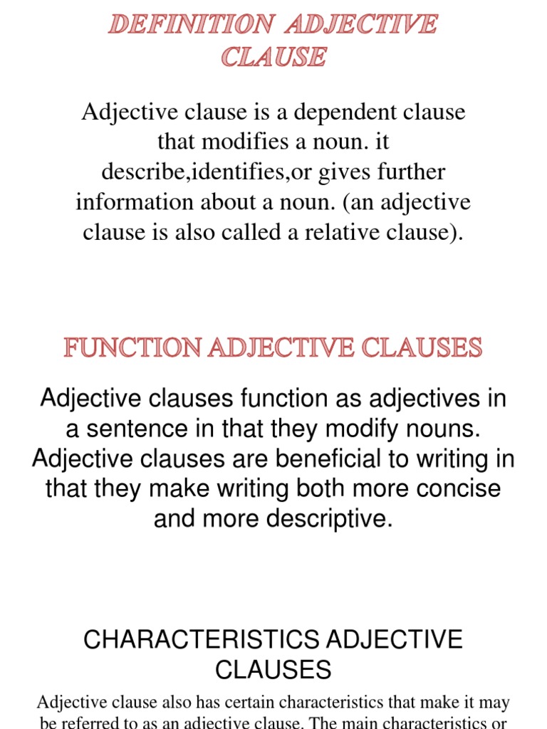 Definition Adjective Clause Adjective Morphology