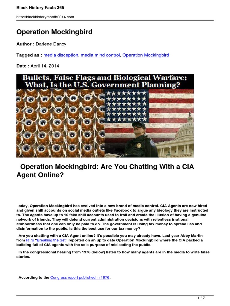 Operation Mockingbird PDF | PDF | Public Sphere | Mass Media