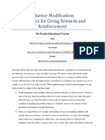 Behavior Modification Guidelines For Giving Rewards and Reinforcement