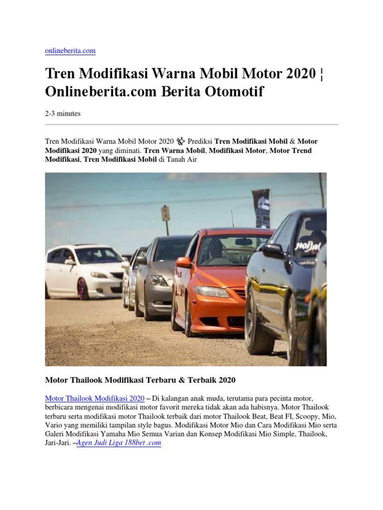 Tren Modifikasi Warna Mobil Motor 2020 Onlineberita Com Berita Otomotif PDF