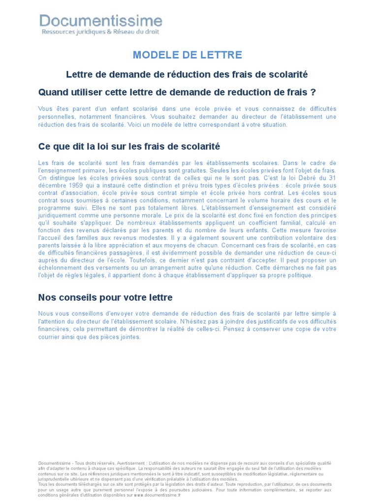 Demande de réduction des frais scolaires | PDF | Écoles | Enseignement ...