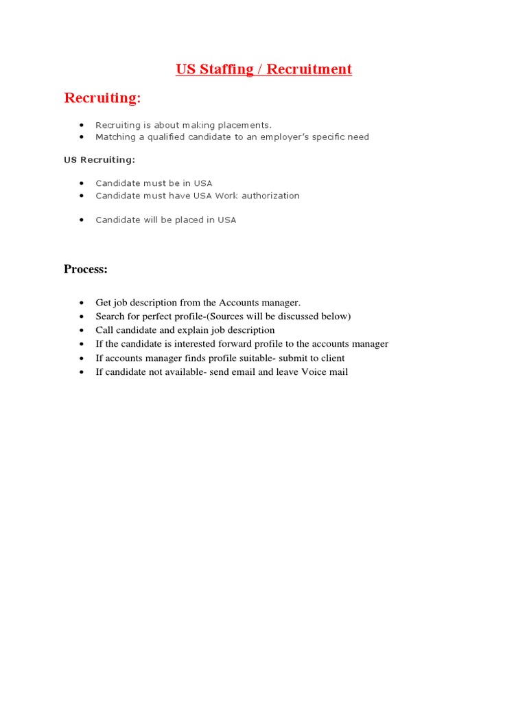 US Recruitment Process Overview | PDF | H 1 B Visa | Recruitment