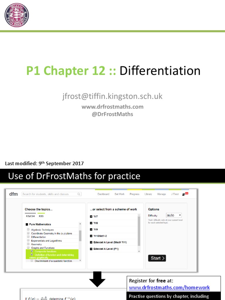 Differentiation and Stationary Points | PDF | Derivative | Maxima And ...