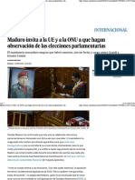 Maduro Invita A La UE y A La ONU A Que Hagan Observación de Las Elecciones Parlamentarias PDF