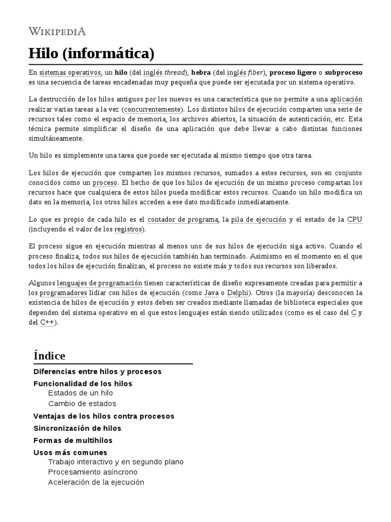 Hilo (Informática) PDF Hilo Proceso