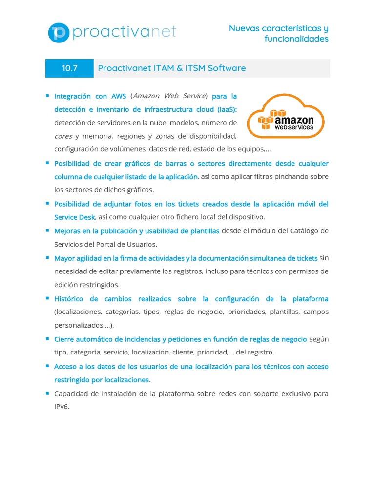 Nuevas Funcionalidades Proactivanet 10.7 | PDF | Computación en la nube ...