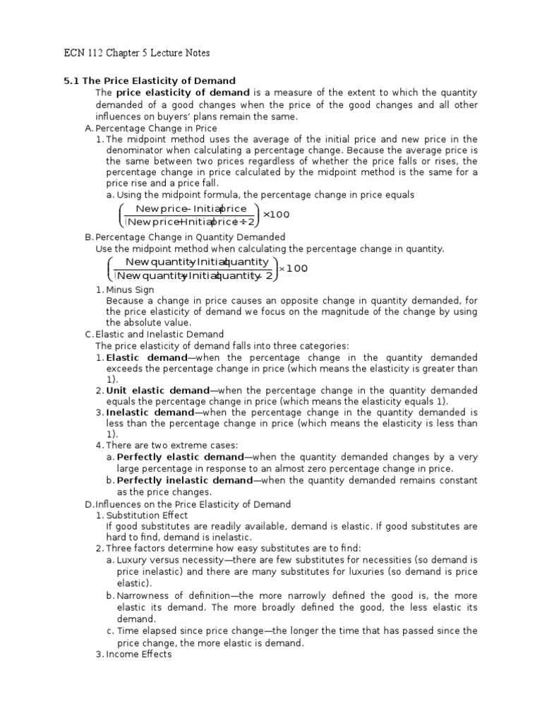 ECN 112: Price Elasticity Notes | PDF | Price Elasticity Of Demand | Demand
