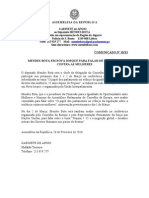 MB - COMUNICADO 10-XI - MENDES BOTA EM NOVA IORQUE PARA FALAR DE VIOLÊNCIA CONTRA AS MULHERES