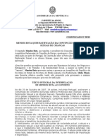 MB - COMUNICADO 20-XI - MENDES BOTA QUER RATIFICAÇÃO DA CONVENÇÃO SOBRE ABUSOS SEXUAIS DE CRIANÇAS