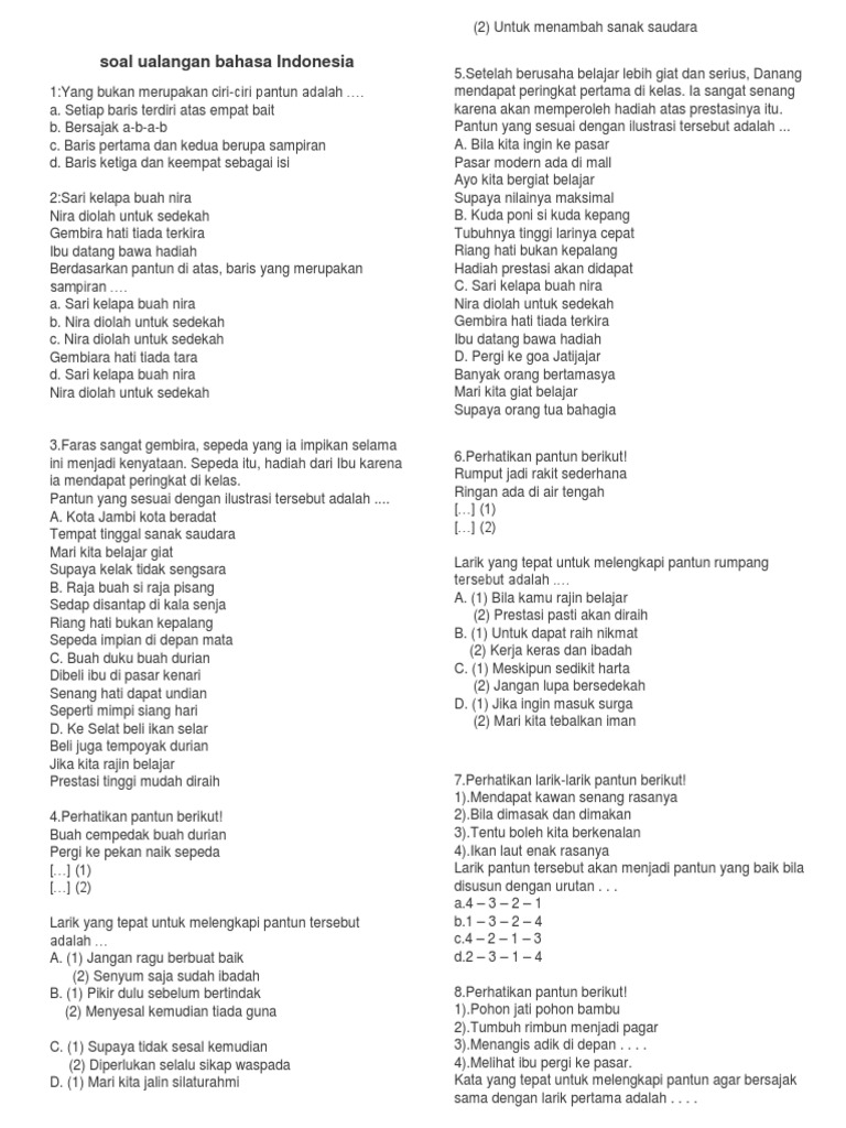 Menggali Kekayaan Kata: Contoh Soal Puisi Rakyat Kelas 7 Semester 2