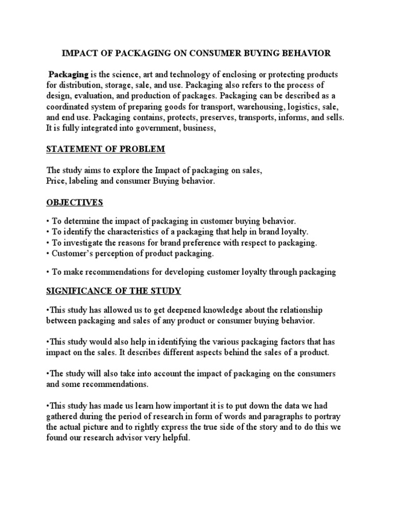 Impact of Packaging on Buying Behavior | PDF