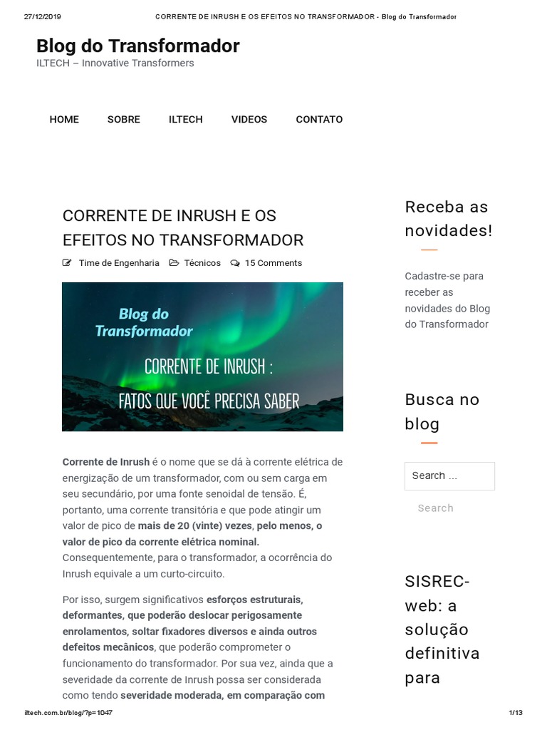Corrente de Inrush e Os Efeitos No Transformador | PDF | Rede elétrica ...