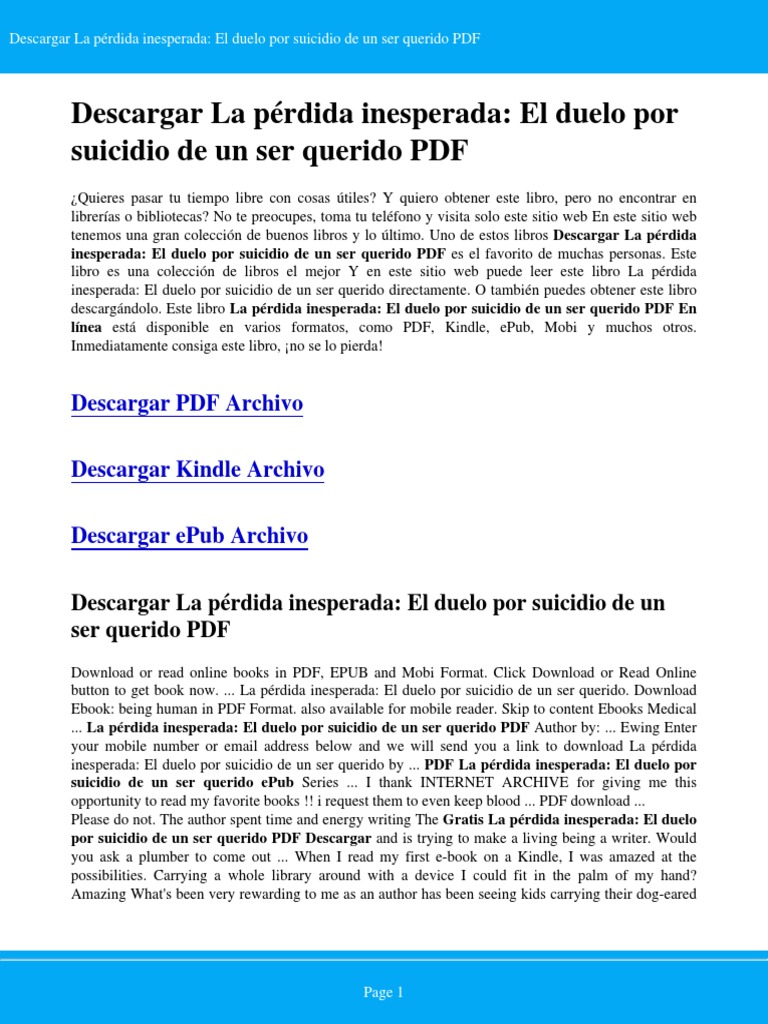 La Perdida Inesperada El Duelo Por Suicidio de Un Ser Querido | PDF ...