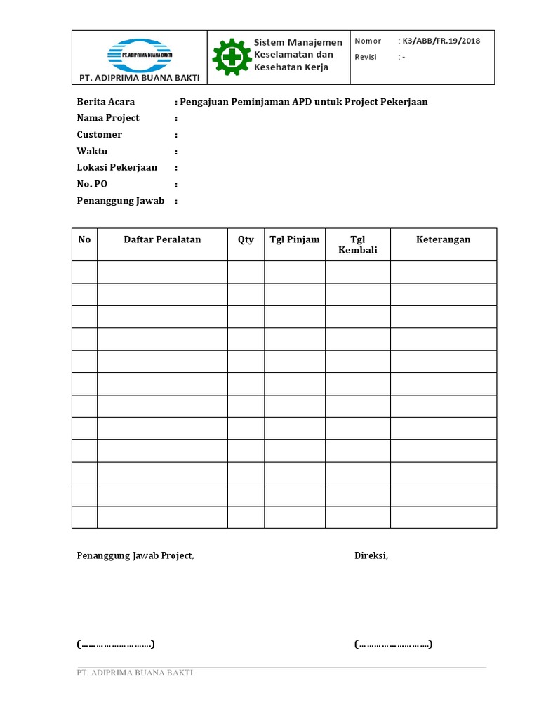 2 - Print - FORM Peminjaman Alat Safety | PDF | Bisnis | Komputer