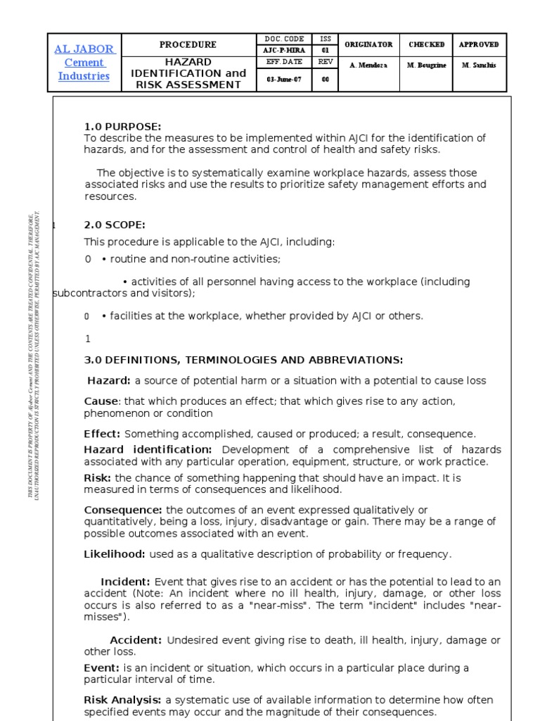 Hazard Identification & Risk Assessment Guide | PDF | Risk Assessment ...