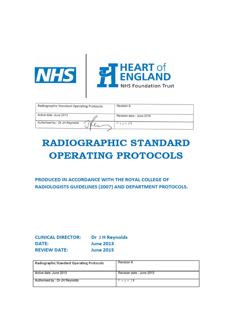 Radiographic Standard Operating Protocols Guidelines for Accurate and