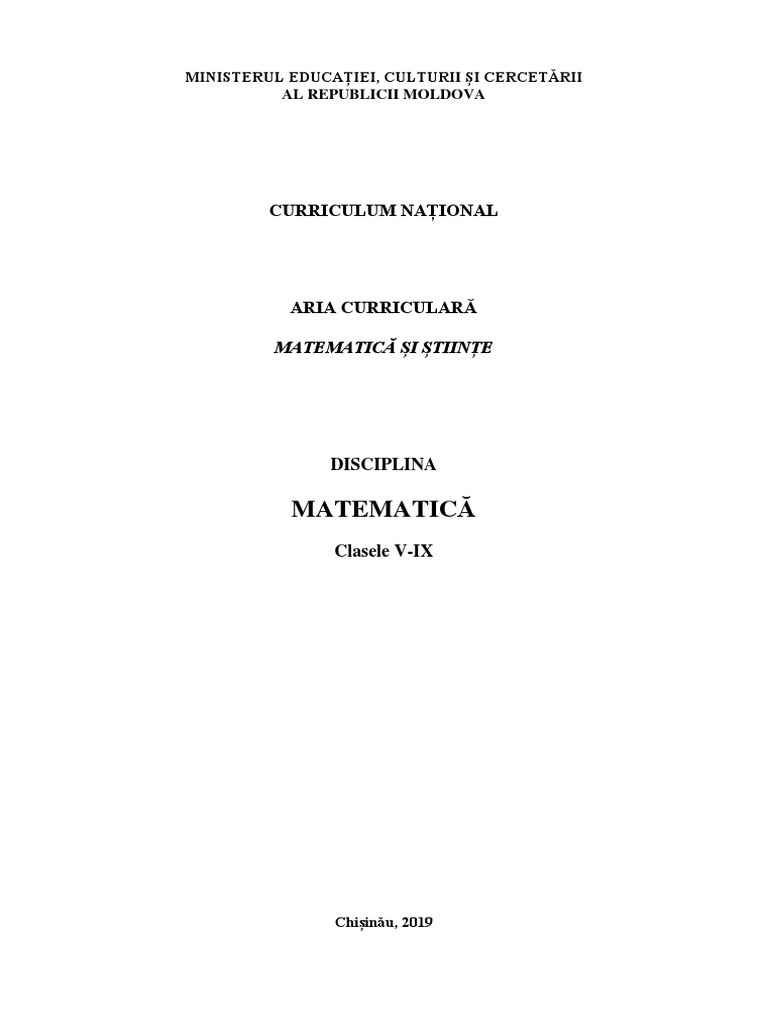 Matematica Curriculum Gimnaziu MECC Rom | PDF