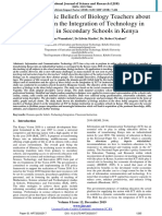 Domain-Specific Beliefs of Biology Teachers about the Subject on the Integration of Technology in Instruction in Secondary Schools in Kenya