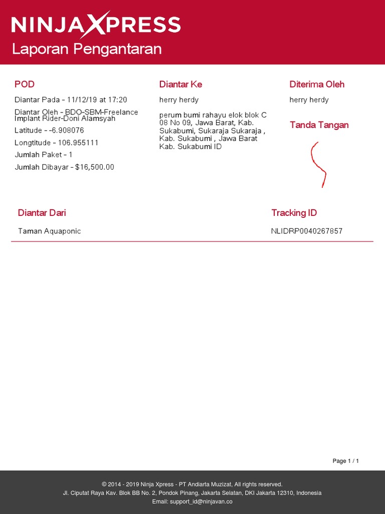 Laporan Pengantaran Paket Sukabumi | PDF