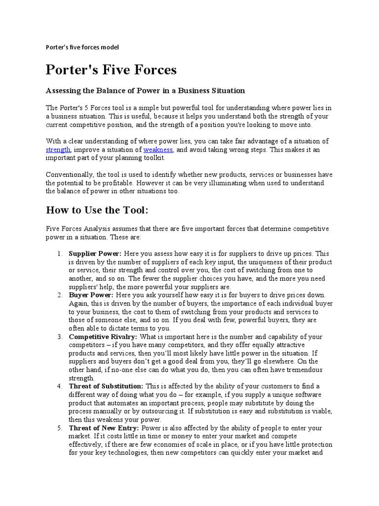 Understanding Porter's Five Forces | PDF | Business | Economies