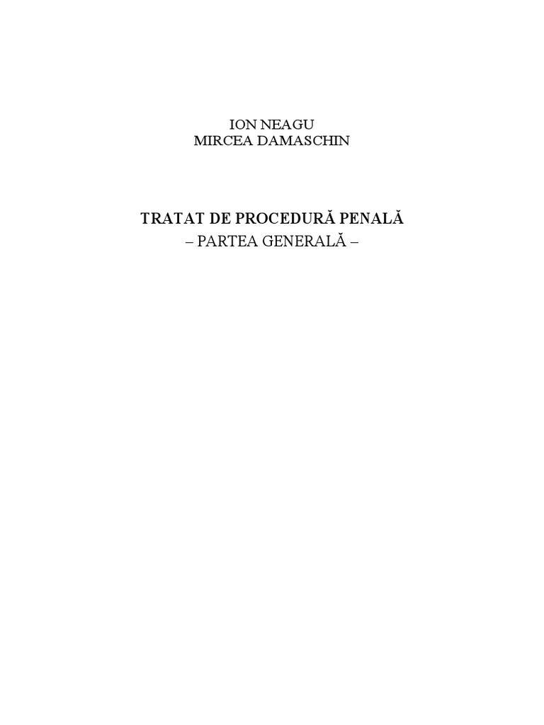 Tratat de Procedura Penala Partea Generala in Lumina Noului Cod de ...