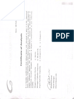 Argon Gas Certificate of Analysis