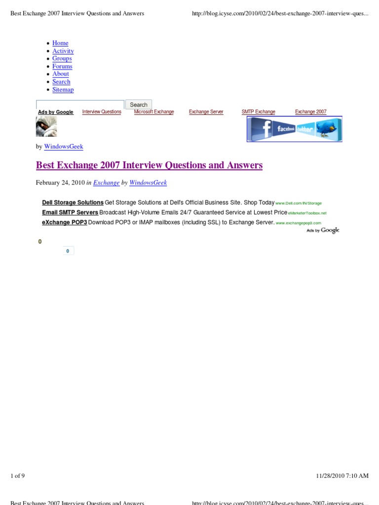 Top Exchange 2007 Interview Q&A | PDF | Microsoft Exchange Server ...