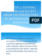 Chapter 2 - Defining Culture and Society From The Perspective of Anthropology and Sociology