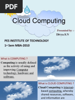 Cloud Computing: Pes Institute of Technology 1 Sem MBA-2010