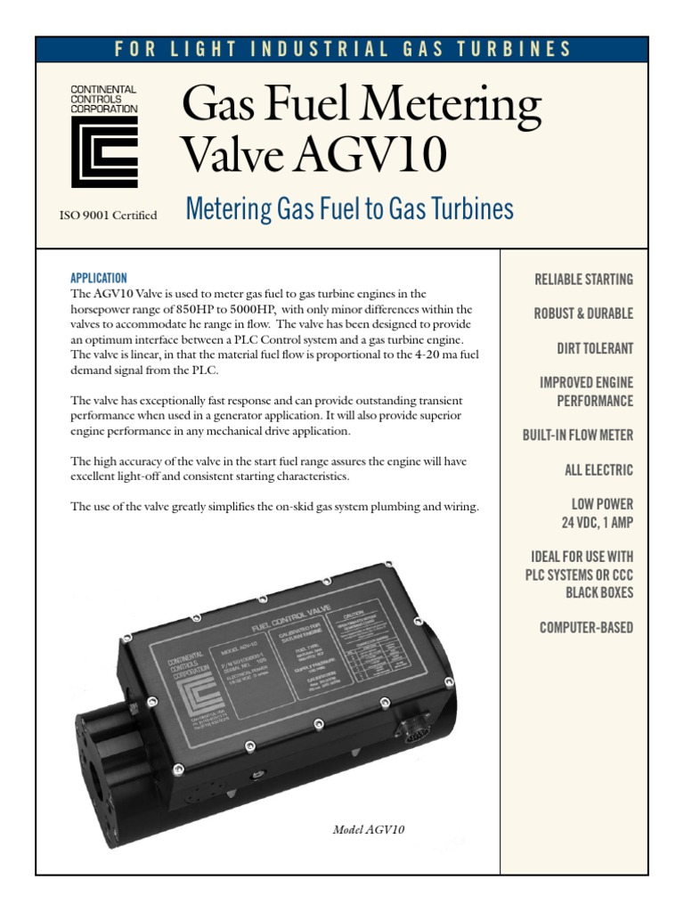 AGV10 Gas Valve for Turbine Engines | PDF | Valve | Flow Measurement