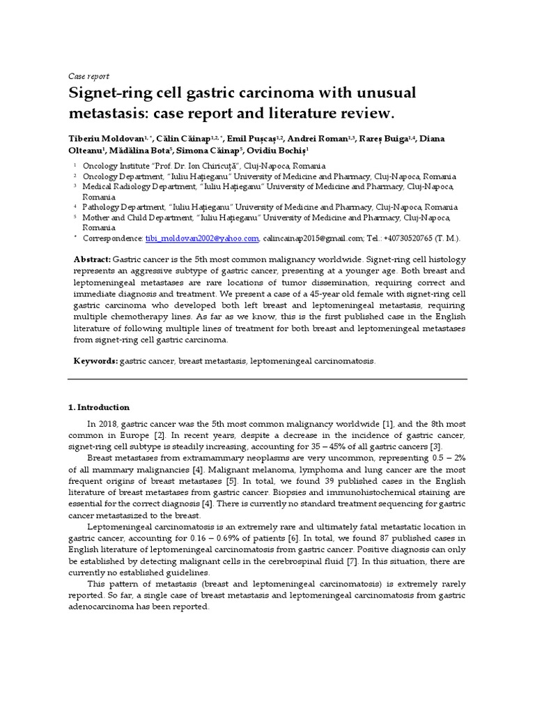Signet-Ring Cell Gastric Carcinoma Case | PDF | Metastasis | Breast Cancer