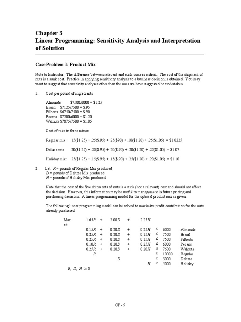 Linear Programming Case Study Analysis | PDF | Linear Programming ...
