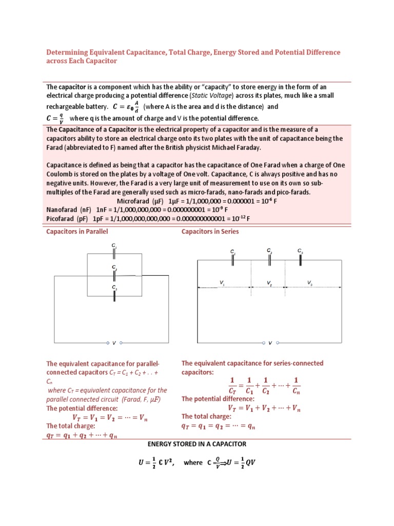 Determining Equivalent Capacitance Capacitance Capacitor