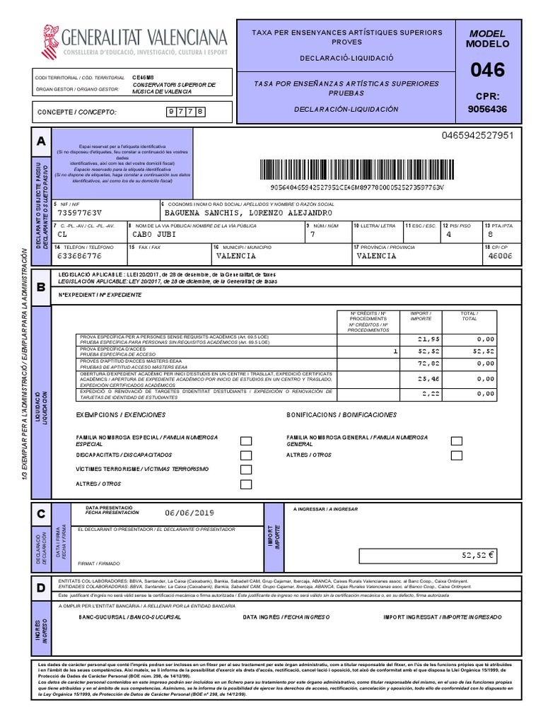 Rellenar Modelo 651 en Valencia | PDF | Privacidad de la información ...