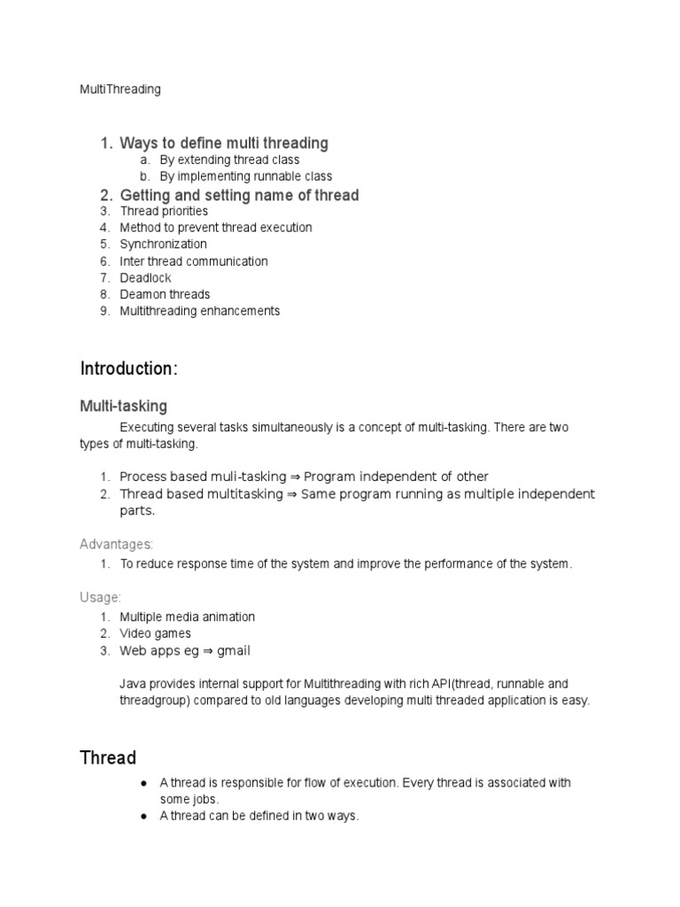 Multi Threading | PDF | Thread (Computing) | Scheduling (Computing)