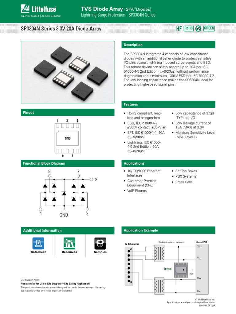 Littelfuse_TVS_Diode_Array_SP3304N_Datasheet.pdf Diode Electrical