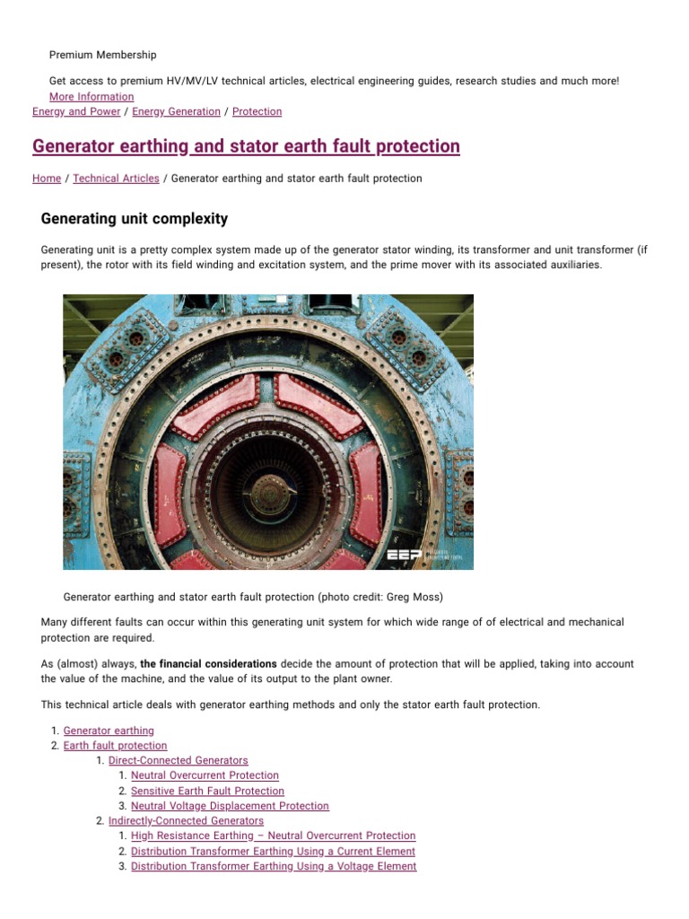 Generator Earthing and Stator Earth Fault Protection EEP PDF