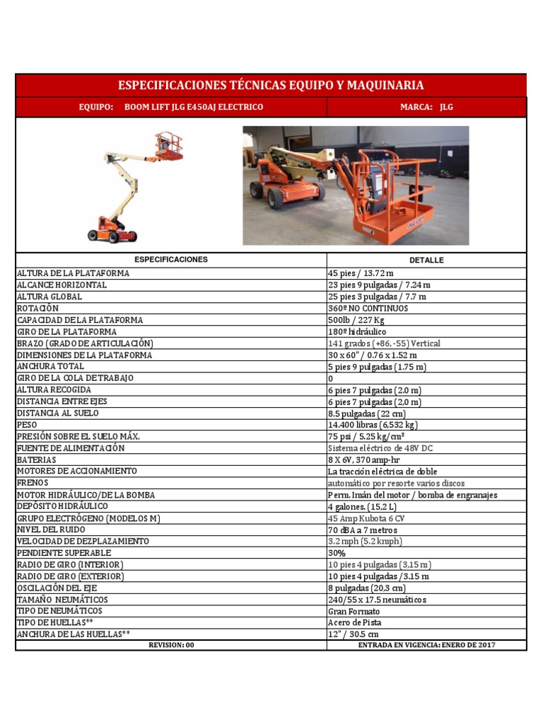 Ficha Tecnica JLG E450aj PDF PDF Industria automotriz Vehículo de