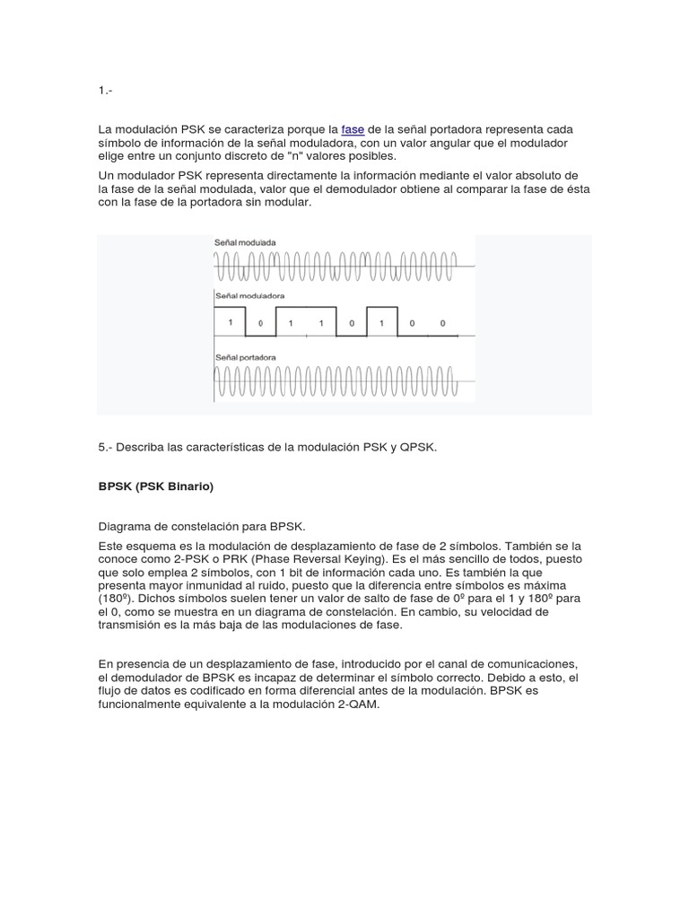 Características de la Modulación PSK y QPSK | PDF | Telecomunicaciones ...