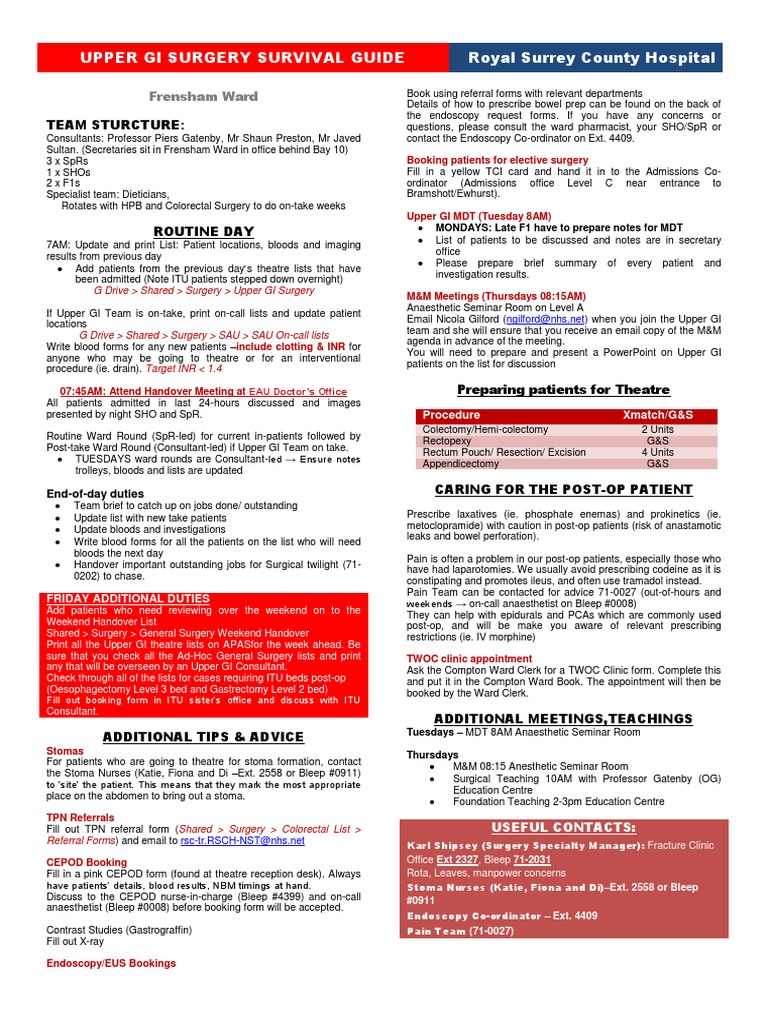 Upper Gi f1 Survival Guide | PDF | Surgery | Health Sciences
