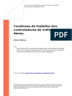 Alice Itania (2007). Condicoes de trabalho dos controladores de trafego Aereo