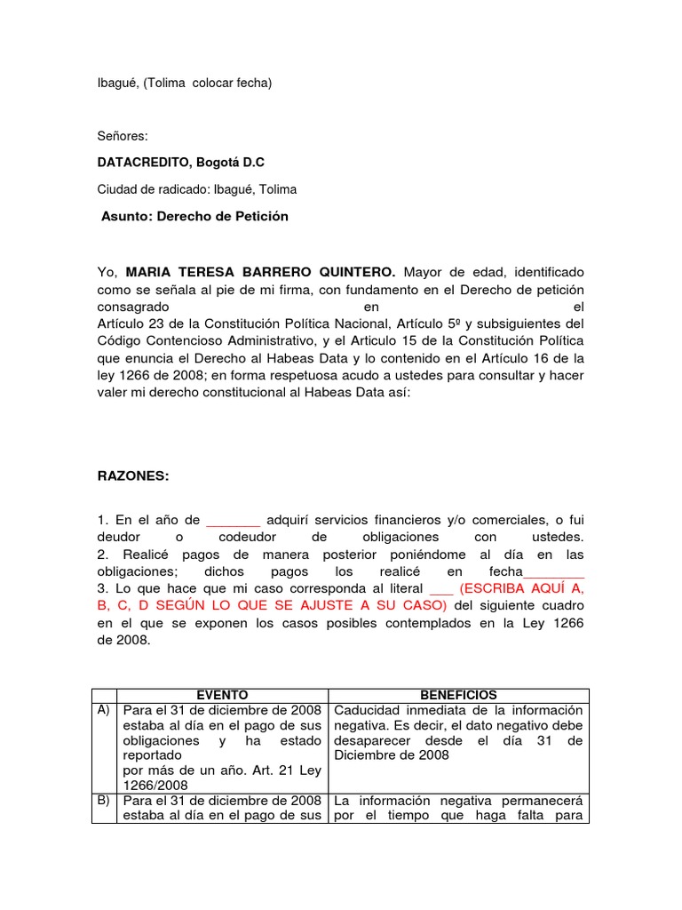 Modelo de Carta Data-Credito | PDF | Justicia | Crimen y violencia