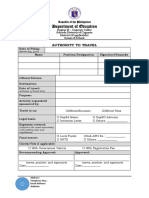 Authority to Travel Template